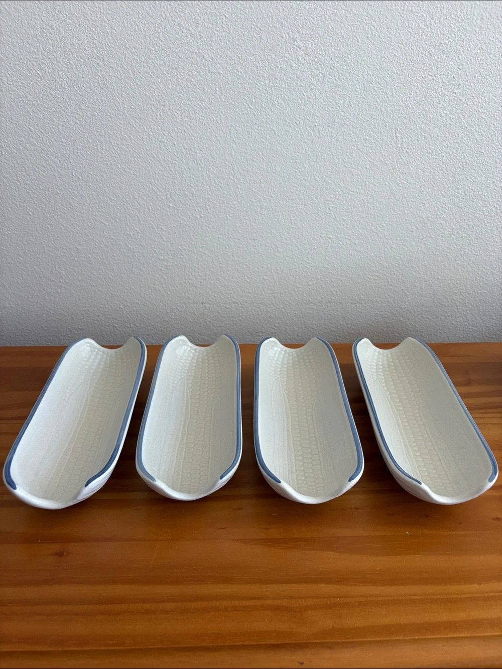 Vintage Pfaltzgraff Yorktowne Stoneware Corn on the Cob Side Dish Tray Set of 4